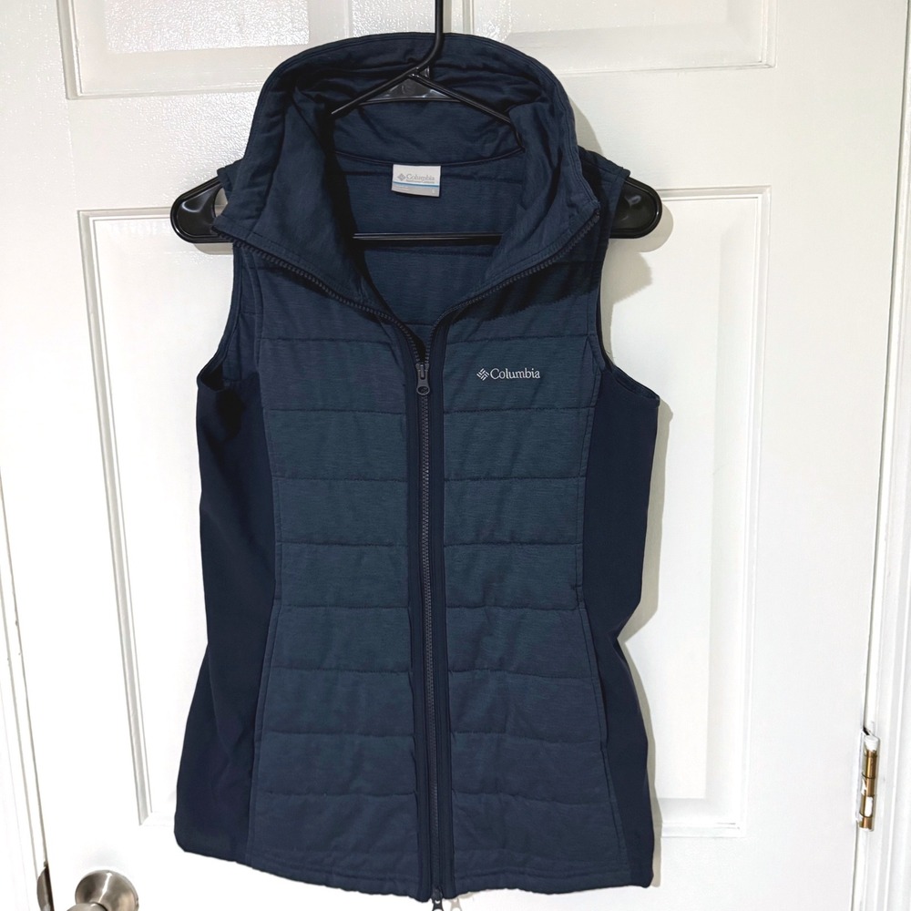 Columbia Womens Navy Blue Quilted Hybrid Full Zip Vest AL1142 Small